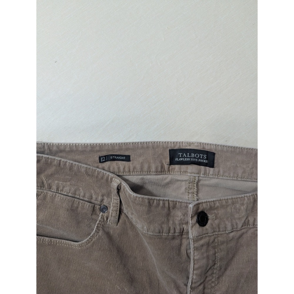 Talbots Flawless Corduroy Pants Womens 12 Straight Leg Tan Brown Stretch - Picture 4 of 8